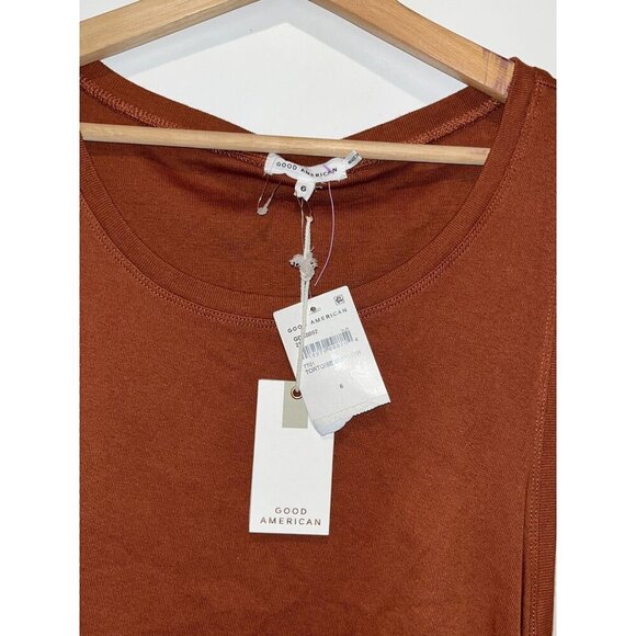 NWT Good American Ruched Tank Dress in  ortoise shell Women's Size 6 - Picture 6 of 12